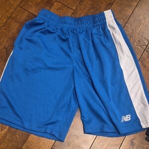 New Balance Boys Athletic Shorts in Blue with White Stripes